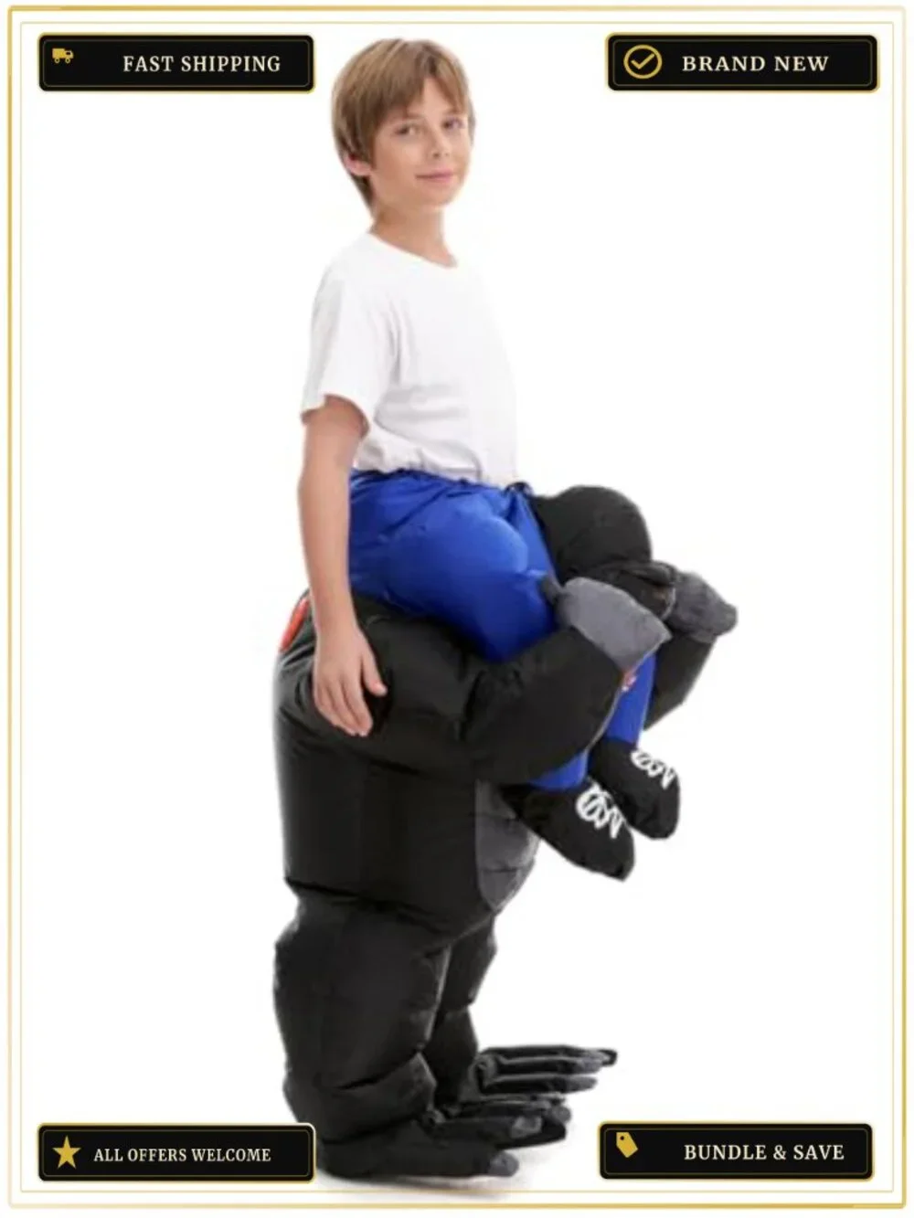 Inflatable Gorilla Piggy Back Rider Costume Kids Cosplay